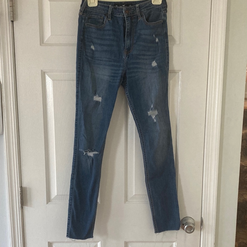 Hollister Women's Blue Ripped Skinny Jeans